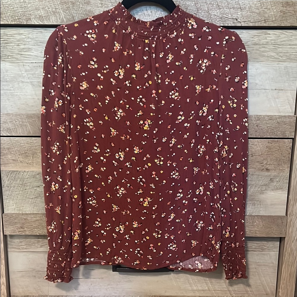 Floral Long Sleeve Top - Maroon